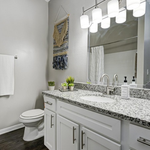 Bathroom options with thoughtful details a bathroom with a marble countertop