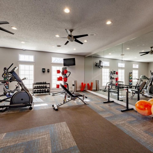 Get your workout on a gym with exercise equipment